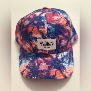 Planet Hollywood New York Palm Tree Print Snapback Hat - Pink & Blue Palm Trees